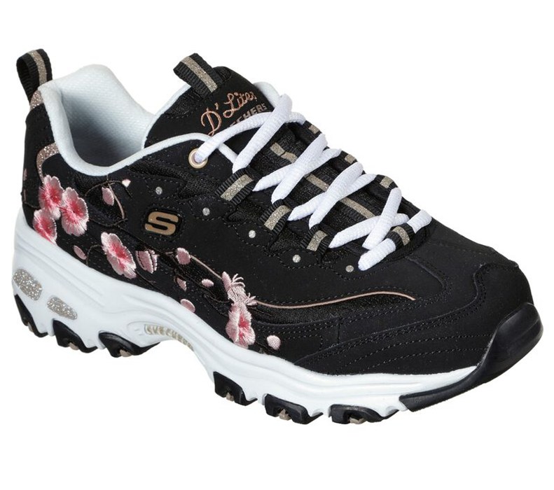 Skechers D'lites - Soft Blossom Tenisky Damske Čierne / Ruzove | 146-JAMNYD