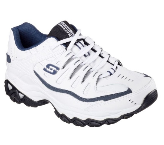 Skechers After Burn Memory Fit - Reprint Tenisky Panske Biele / Námornícka Modrá | 431-WUOKMR