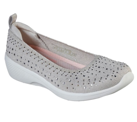 Skechers Arya - Gleam It Up Balerinky Damske Béžové | 590-NFOUEL