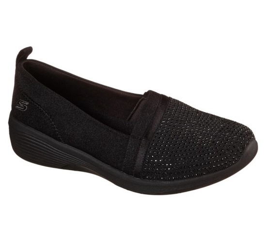 Skechers Arya - Shine And Glow Slip On Damske Čierne | 135-BDPUQN