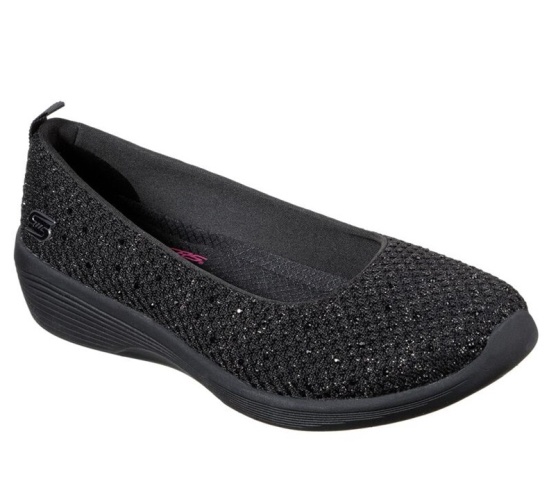 Skechers Arya - Sweet Glitz Balerinky Damske Čierne | 460-QUXYLE