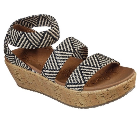 Skechers Becka - Spring Dance Sandale Damske Čierne / Béžové | 389-QXWLIA