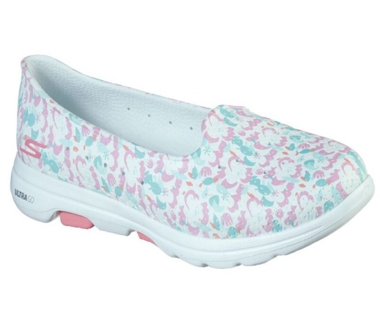 Skechers Cali Gear: Gowalk 5 - Blossoms Slip On Damske Biele / Viacfarebný | 743-DJBYIV