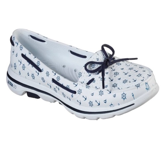 Skechers Cali Gear: Gowalk 5 - Nautical Slip On Damske Biele / Námornícka Modrá | 461-IFUXAJ
