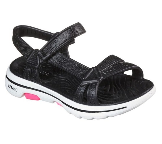 Skechers Cali Gear: Gowalk 5 - Tahiti Sandale Damske Čierne / Biele | 175-WYUFBP