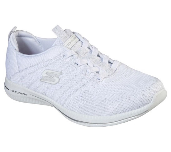 Skechers City Pro - Glow On Slip On Damske Biele / Strieborne | 249-WZCRUJ