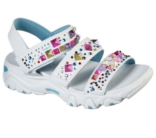 Skechers D'lites 2.0 - Studded Wayz Sandale Damske Biele / Viacfarebný | 724-XYQZVF