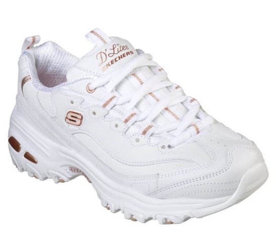 Skechers D'lites - Fresh Start Tenisky Damske Biele / Ruzove Zlate | 382-VDPWKQ
