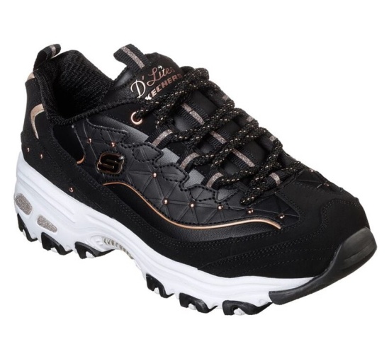 Skechers D'lites - Glamour Feels Tenisky Damske Čierne / Ruzove Zlate | 613-IXJCLV