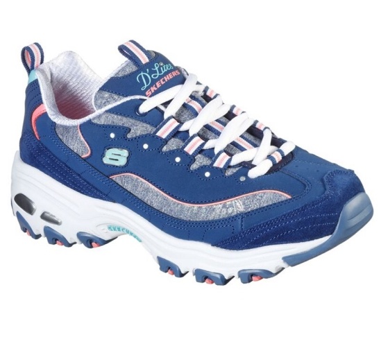 Skechers D'lites - Sparkling Rain Topanky Casual Damske Námornícka Modrá / Ruzove | 427-BXMUPI