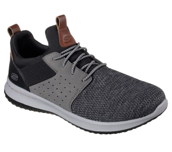 Skechers Delson - Camben Slip On Panske Čierne / Siva | 104-GKERPA