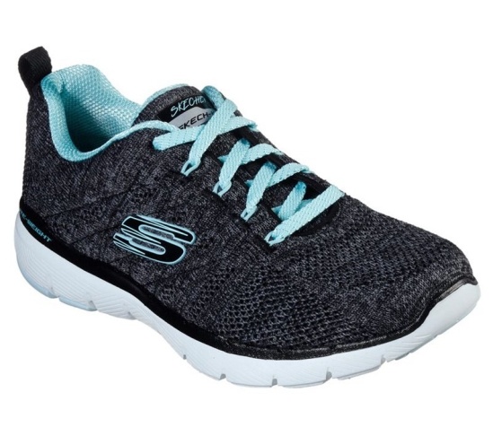 Skechers Flex Appeal 3.0 - High Tides Tenisky Damske Čierne / Svetlo Modre | 163-JXSTZO
