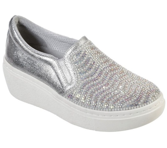Skechers Goldie Hi - Diamond Waves Slip On Damske Strieborne | 172-VONXFK
