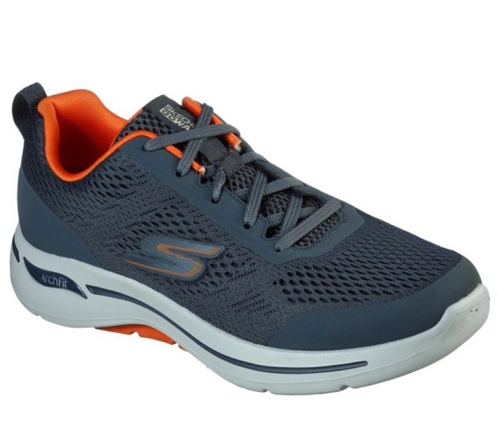 Skechers Gowalk Arch Fit - Idyllic Tenisky Panske Siva / Oranžové | 032-ZFPVEH