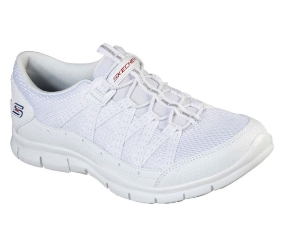 Skechers Gratis - Allow Me Slip On Damske Biele / Námornícka Modrá | 970-UWCHYX