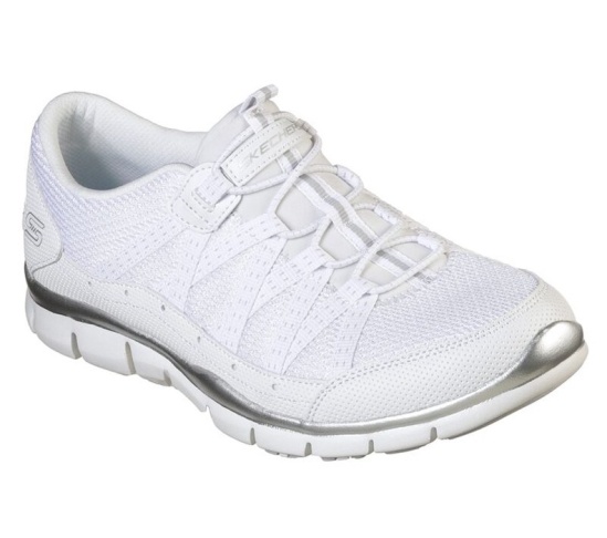 Skechers Gratis - Strolling Slip On Damske Biele / Strieborne | 084-NXLERH