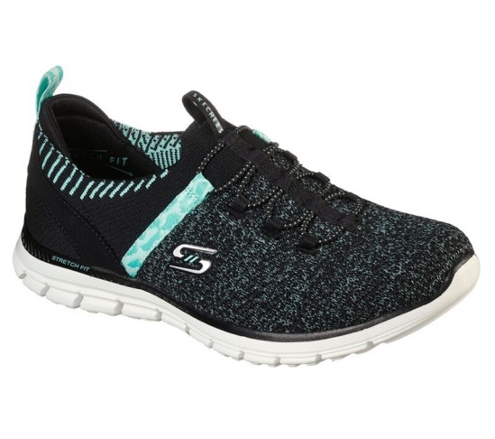 Skechers Luminate - Forever Hers Slip On Damske Čierne / Svetlo Tyrkysové | 487-RUDJWQ
