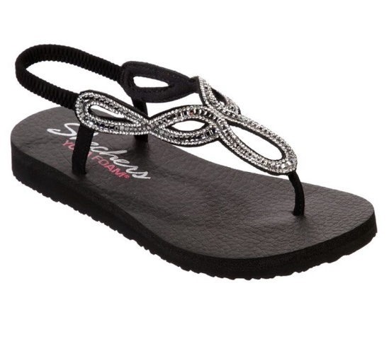Skechers Meditation - Evening Dew Sandale Damske Čierne | 805-RABFQM