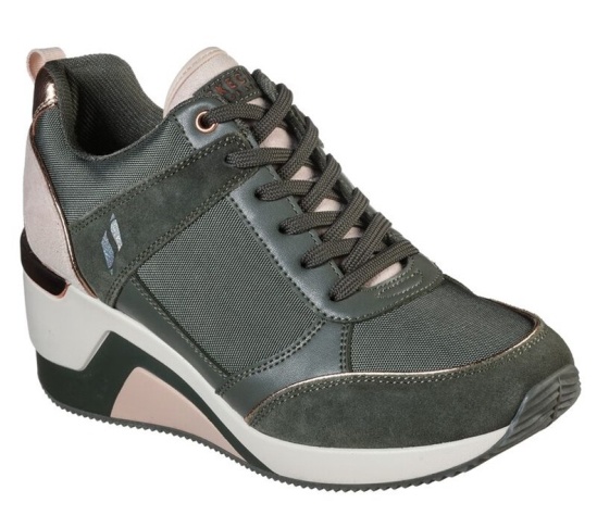 Skechers Million - High N' Fly Tenisky Damske Olivovo Zelená / Ruzove | 934-FGPUVR