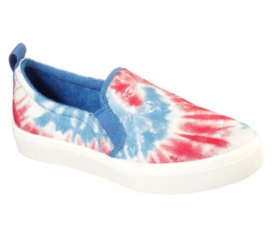 Skechers Poppy - Hippie Hype Slip On Damske Biele / Námornícka Modrá | 281-STMPBY