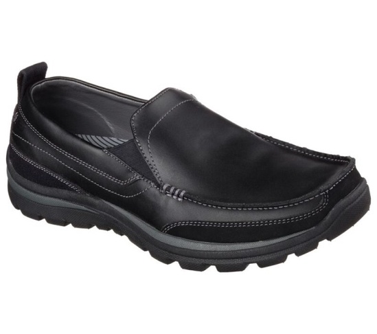 Skechers Relaxed Fit: Superior - Gains Slip On Panske Čierne | 153-NJGFEM
