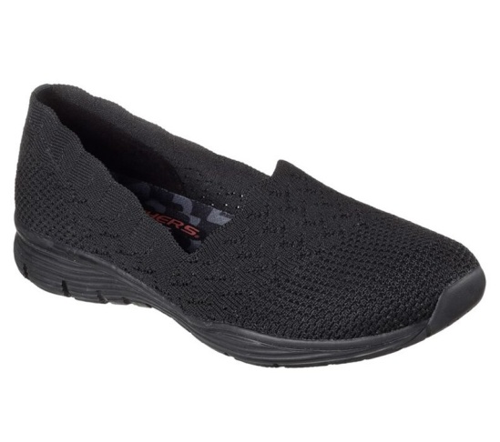 Skechers Seager - Stat Slip On Damske Čierne | 854-YCIXLQ