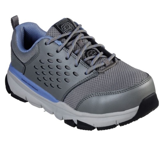 Skechers Soven Alloy Spicou Pracovne Cizmy Damske Siva / Svetlo Modre | 059-WGZXIS