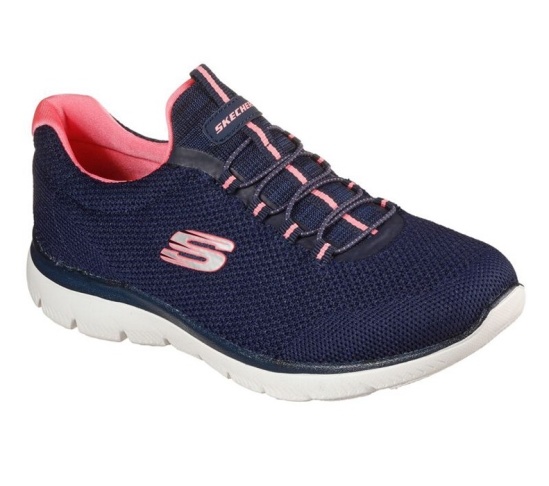 Skechers Summits - Cool Klasické Slip On Damske Námornícka Modrá / Ruzove | 603-QLHJUG