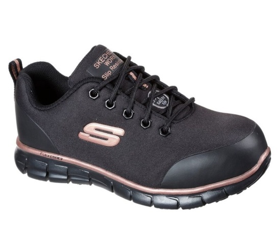 Skechers Sure Tracking - Chiton Alloy Spicou Tenisky Damske Čierne / Ruzove Zlate | 825-VLWZER