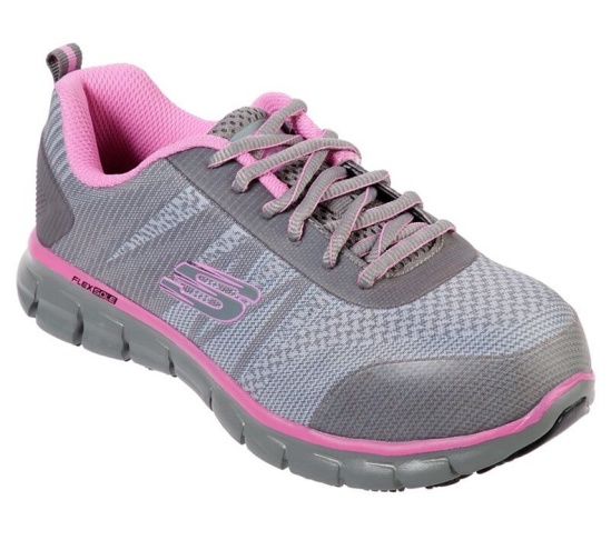 Skechers Sure Tracking - Saquenay Alloy Spicou Pracovne Cizmy Damske Siva / Ruzove | 681-UKEWRJ