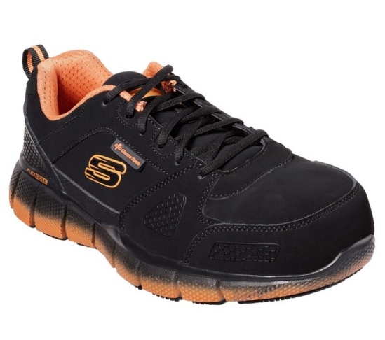 Skechers Telfin - Saket Esd Pracovne Cizmy Panske Čierne / Oranžové | 253-JFIQWT