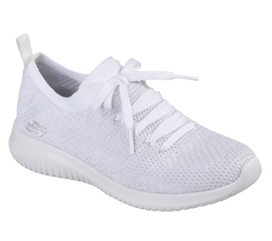 Skechers Ultra Flex Slip On Damske Biele / Strieborne | 632-CLEXVS