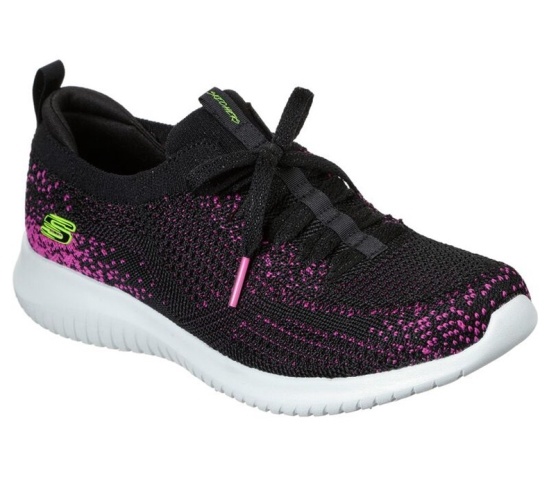 Skechers Ultra Flex - Twilight Twinkle Slip On Damske Čierne / Ruzove | 517-STIVAC